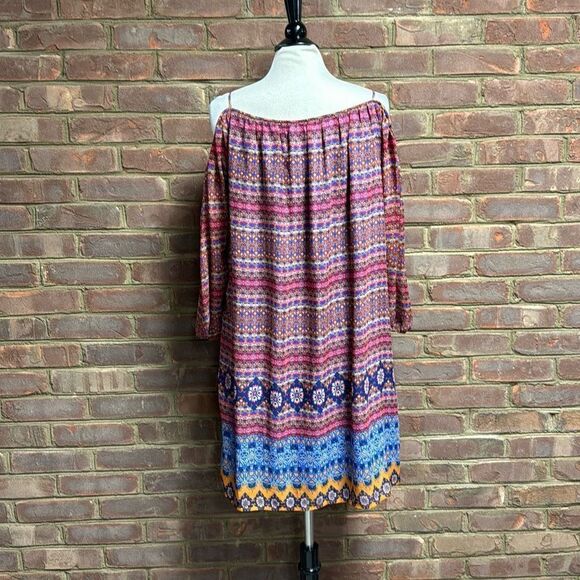 Tacera Multi Cold Shoulder Quarter Sleeve Dress Size Medium NEW - Picture 5 of 8